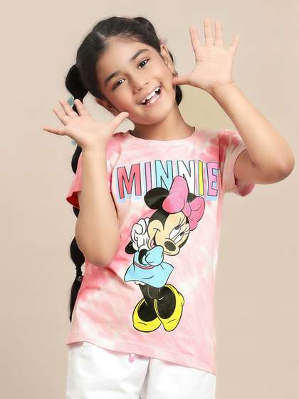 Kids Ville Girls Minnie
                    Mouse Graphic Printed Pure Cotton Tshirt