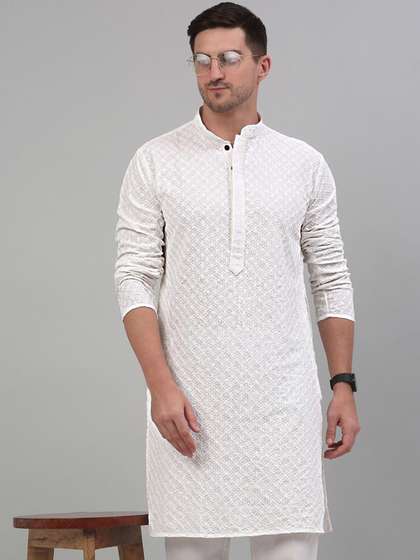 Jompers Men Embroidered Cotton Kurta