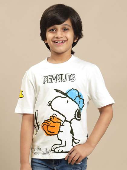 Kids Ville Boys Peanuts Graphic Printed Pure Cotton Tshirt