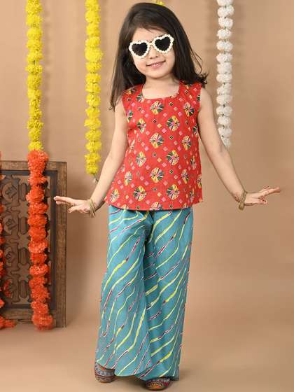 Sangria Girls
                        Printed Pure Cotton Top with Trousers