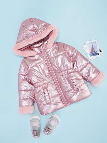 Pantaloons Baby Girls
                    Hooded Puffer Jacket With Faux Fur