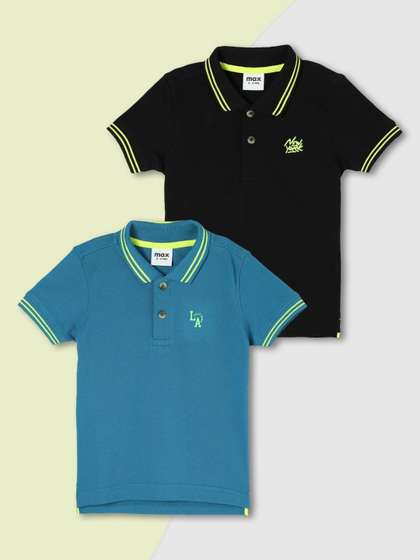 max Max Boys Solid Polo T-Shirt - Pack of 2