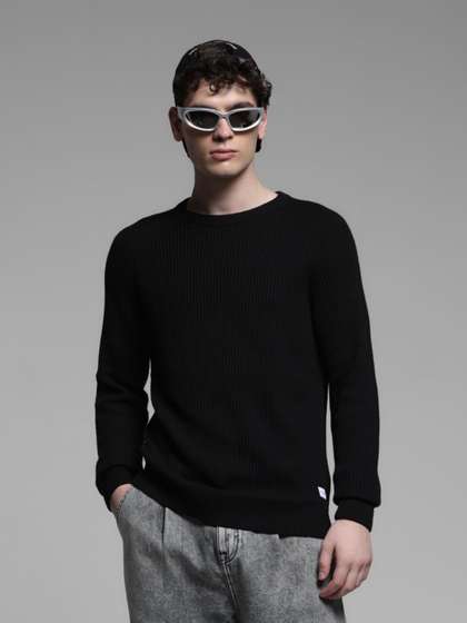 Jack & Jones Men
                        Solid Ribbed Pullover Sweater