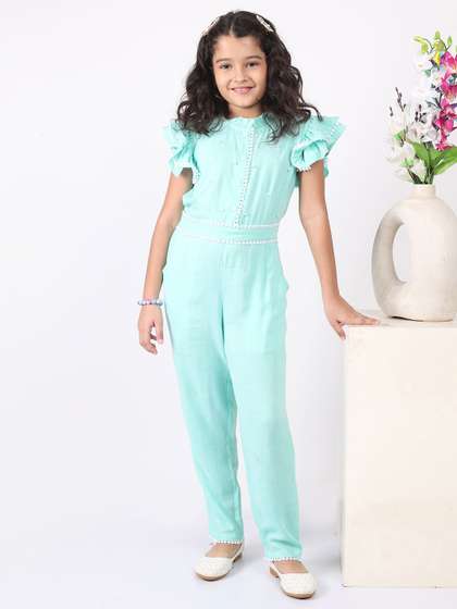 SILK SPARROW Girls Basic
                    Jumpsuit with Ruffles