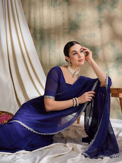 Sangria Polka Dots
                        Embellished Saree With Blouse