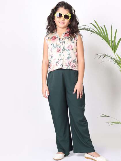 SILK SPARROW Girls
                    Printed Top with Palazzos