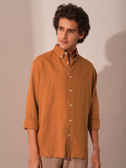 Price History of SELECTED Men Button-Down Collar Solid Linen Blend