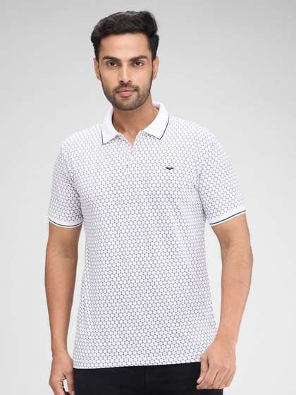 Park Avenue Men
                        Geometric Printed Polo Collar Cotton T-shirt