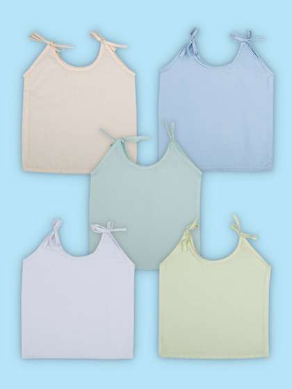 Baby Moo Infants Pack Of
                    5 Solid Pure Cotton Jhablas