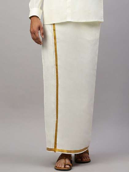 Ramraj Men Solid
                        Cotton Adjustable Dhoti with Border