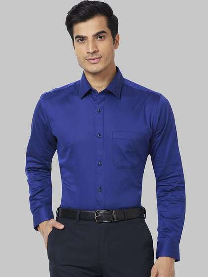 Raymond Men Spread
                          Collar Solid Cotton Slim Fit Formal Shirt