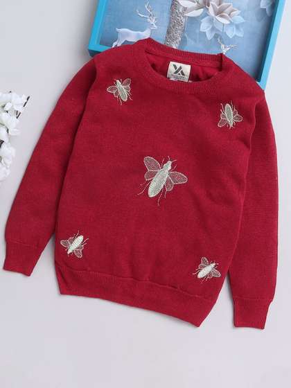 Yellow Apple Girls
                      Embroidered Woollen Pullover Sweater
