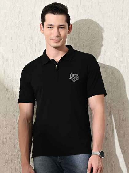 STARFOX Men Solid Polo Collar Cotton T-shirt