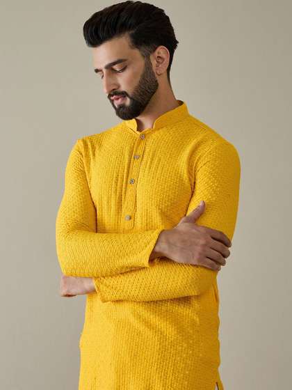Anouk Men Geometric Embroidered Thread Work Kurta