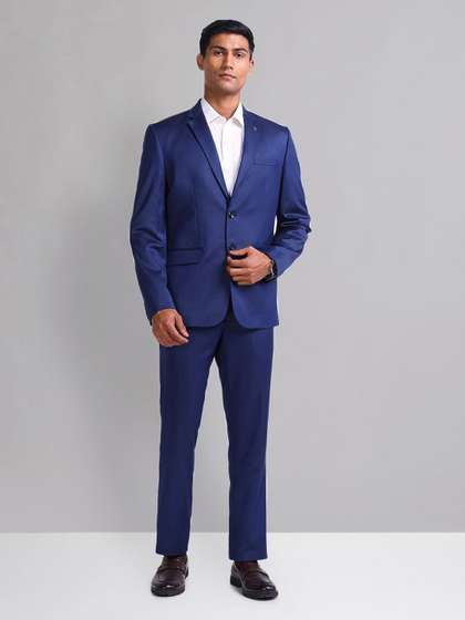 AD By Arvind Men
                          Solid Tailored Fit Notched Lapel Collar Two
                          Piece Suit