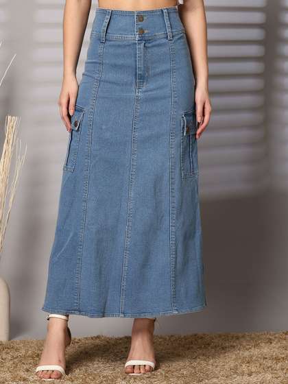 plusS Women Denim
                        A-Line Maxi Skirts