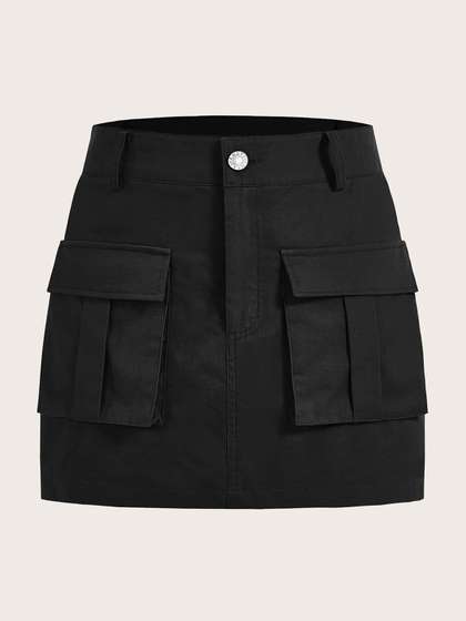 LA CHIC PICK Women Twill Pencil Mini Skirt