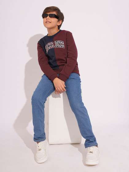 Jack & Jones Junior
                    Boys Colourblocked Round Neck Cotton Pullover
                    Sweatshirt