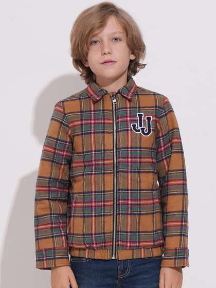 Jack & Jones
                      Junior Boys Spread Collar Checked Cotton Casual
                      Bomber Jacket