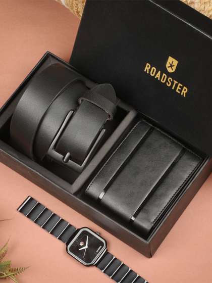 The Roadster Lifestyle
                    Co. Men Solid Leather Belt & Wallet Formal
                    Accessory Gift Set