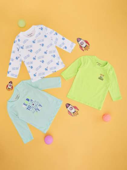 Pantaloons Baby Boys Typography Printed Round Neck Cotton T-shirts