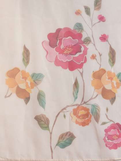 GoSriKi Floral Printed Regular Straight Kurta with Trousers & Dupatta