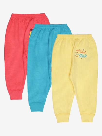 Bodycare Kids Boys Pack
                    Of 3 Assorted Ribbed Mid-Rise Thermal Bottoms