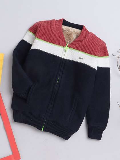 Yellow Apple Boys
                    Colourblocked Woollen Reversible Cardigan