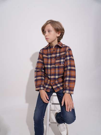 Jack & Jones Junior
                    Boys Spread Collar Checked Cotton Casual Tailored
                    Jacket