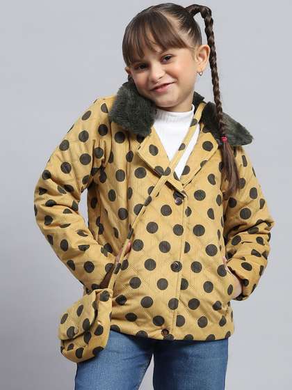 Monte Carlo Girls Lapel
                    Collar Polka Dots Printed Casual Padded Jacket