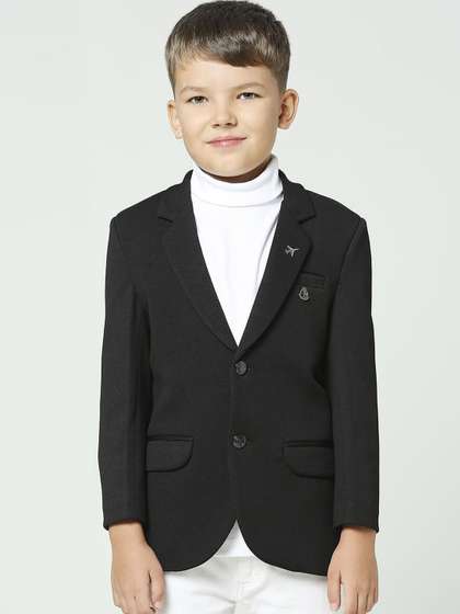 YK Boys Notched Lapel
                    Collar Comfort Fit Single-Breasted Blazer
