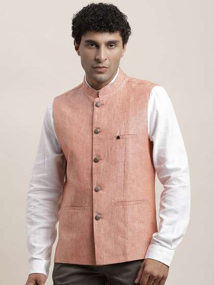 Turtle Solid Woven Nehru Jackets