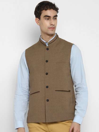 Turtle Woven Design Nehru Jacket