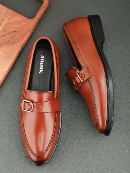 Anouk Men Solid Round
                      Toe Formal Loafers