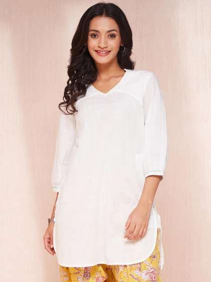 Fabindia V Neck Pure Cotton Straight Kurta
