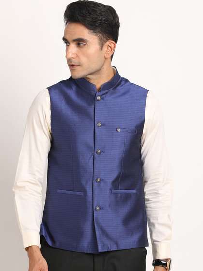 Turtle Men Woven Nehru Jacket