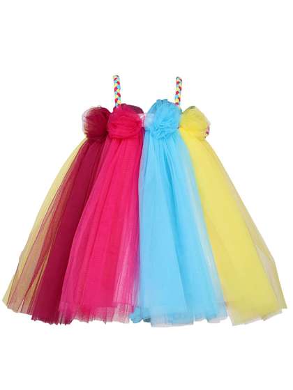 Pink Wings Colourblocked
                    Fit & Flare Dress