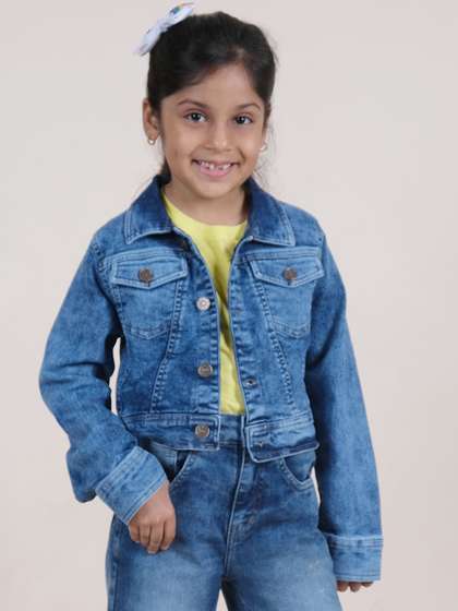 KiddoPanti Girls Washed Denim Jacket