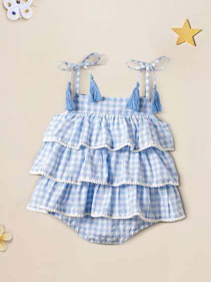 Nauti Nati Girls
                      Premium Cotton Checked Romper