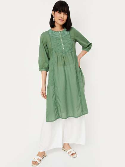 max Striped Cotton A-Line Kurta
