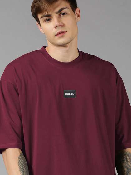 Roadster The Lifestyle Co. Men Solid Round Neck Cotton Oversized T-shirt
