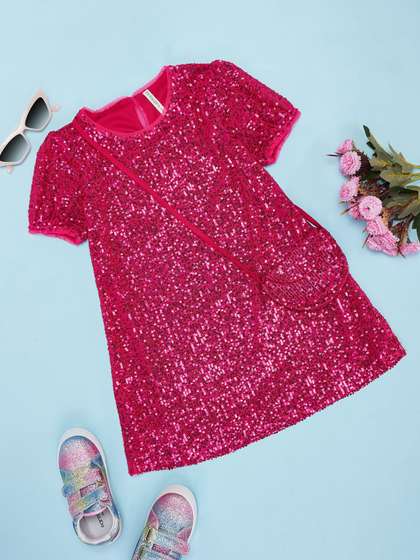 Pantaloons Junior Girls
                    Embellished A-Line Dress With a Sling Bag