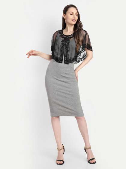 HAUTEMODA
                          Embellished Front Open Button Poncho Cape
                          Shrug