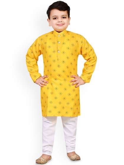 Arshia Fashions Boys
                    Ethnic Motifs Printed Mandarin Collar Straight Kurta
                    with Pyjamas