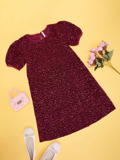 Pantaloons Junior
                      Girls Puff Sleeve A-Line Dress
