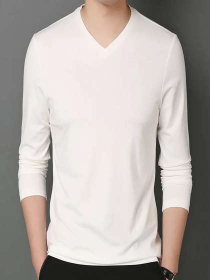 StyleCast Men V-Neck Raw Edge T-shirt