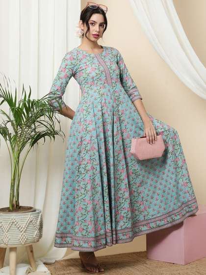 Sa Rasa Floral Printed Anarkali Kurta