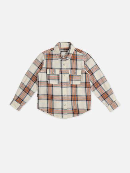 Pepe Jeans Boys Spread
                      Collar Tartan Checked Cotton Casual Shirt
