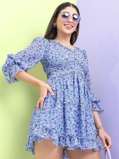 Tokyo Talkies Floral Print A-Line Dress