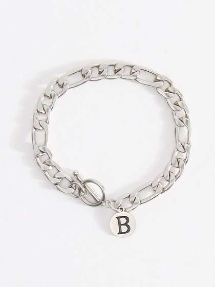 THE BEAR HOUSE Men
                      Silver-Plated Stainless Steel Link Bracelet